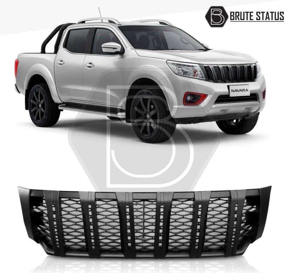 Brute Status matte black grille with white LEDs for nissan navara np300 2015-2022 models