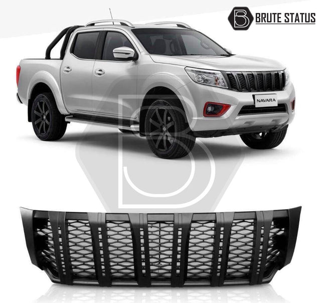 Brute Status matte black grille with white LEDs for nissan navara np300 2015-2022 models