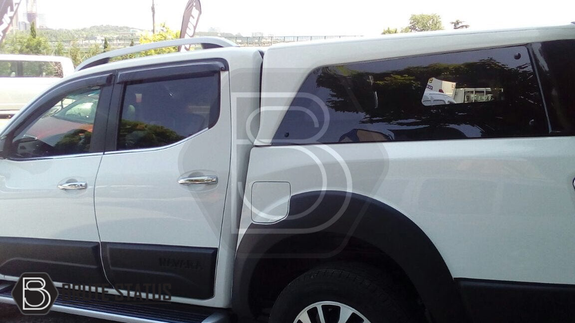 Nissan Navara NP300 2015-2022 Window Deflector Sun Shade, enhancing style and aerodynamics with scratch-resistant, durable design, ideal for individual truck customization.