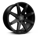 Hawke Wheels Knox, a black alloy wheel rim featuring a white logo, designed for customization with various sizes and bolt patterns, ideal for pick-up trucks.