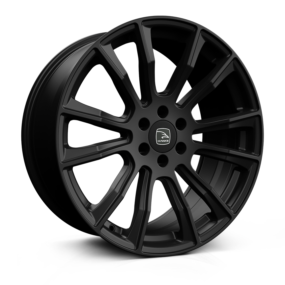 Hawke Wheels Denali alloy rim, showcasing a sleek design with a white logo, ideal for truck customization. Size: 20x9, offset: ET40.