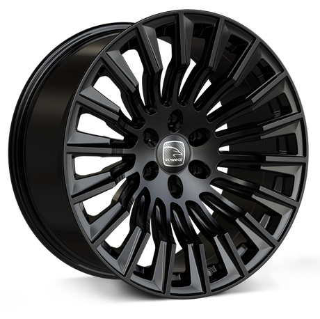 Hawke Wheels Denali XXC in black, featuring a detailed rim and center design, ideal for enhancing pick-up truck aesthetics. Available size: 20x9.5, offset: ET16.