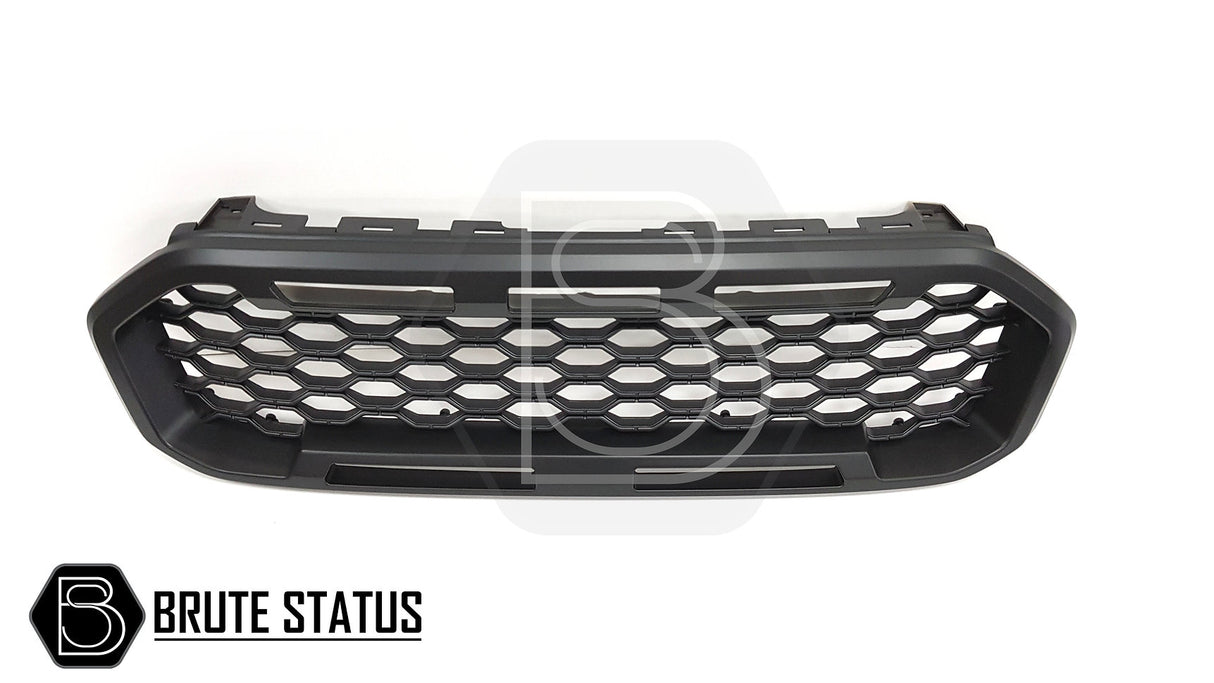 Ford Ranger 2019-2022 T8 Black Grille for Non-Wildtrak models, featuring a sleek, tough design made from high-quality ABS plastic, ideal for customizing your Ranger.