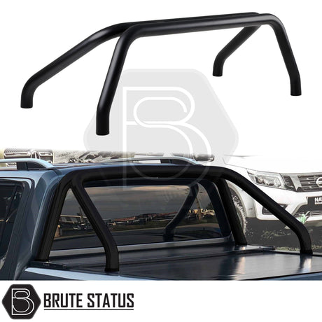 Mercedes X-Class Roll Bar Matt Black on truck, featuring rugged design and durable carbon steel, ideal for off-road enthusiasts seeking enhanced style and performance.