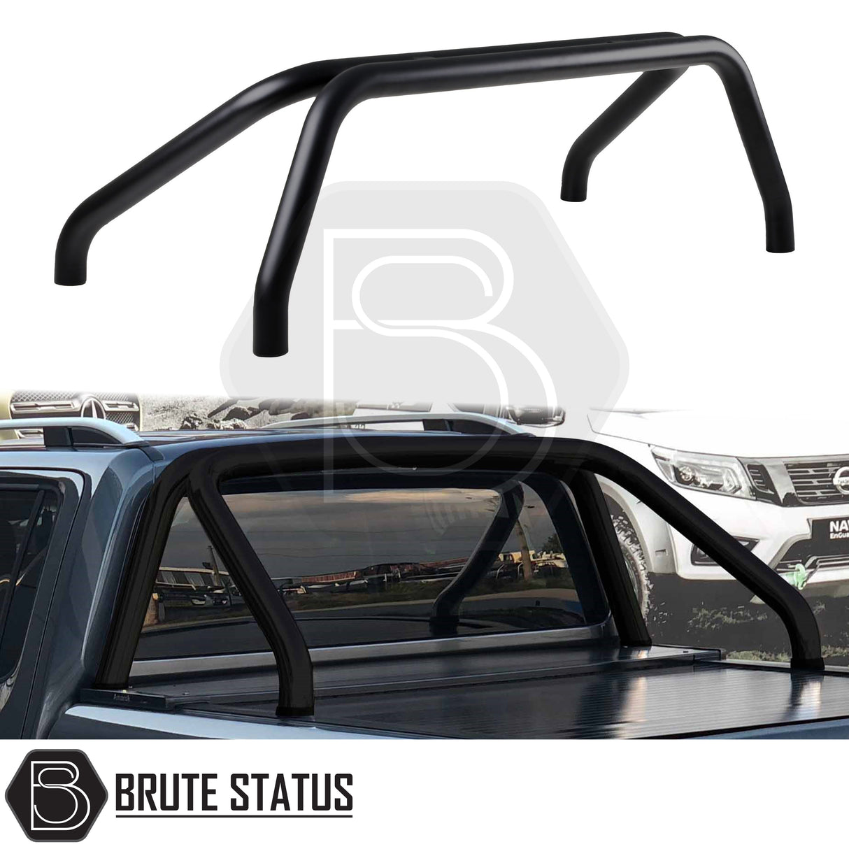 Nissan Navara NP300 2015-2022 Roll Bar Matt Black, enhancing style and performance with a heavy-duty carbon steel construction, designed for off-road enthusiasts.