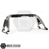 Nissan Navara NP300 2015-2022 Roll Bar Chrome, featuring heavy-duty steel construction with black handles, designed for an aggressive truck appearance.