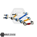 A selection of Brute Status anti rollbar drop links in blue gold and red for suspension lift kits