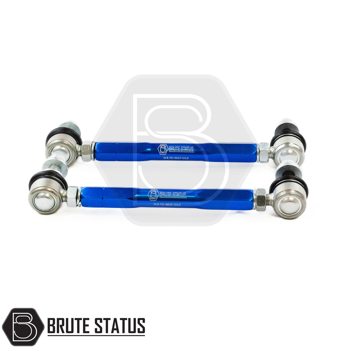 A pair of Brute Status anti rollbar drop links in blue for suspension lift kits for Ford Ranger 2012-2022 pickup trucks