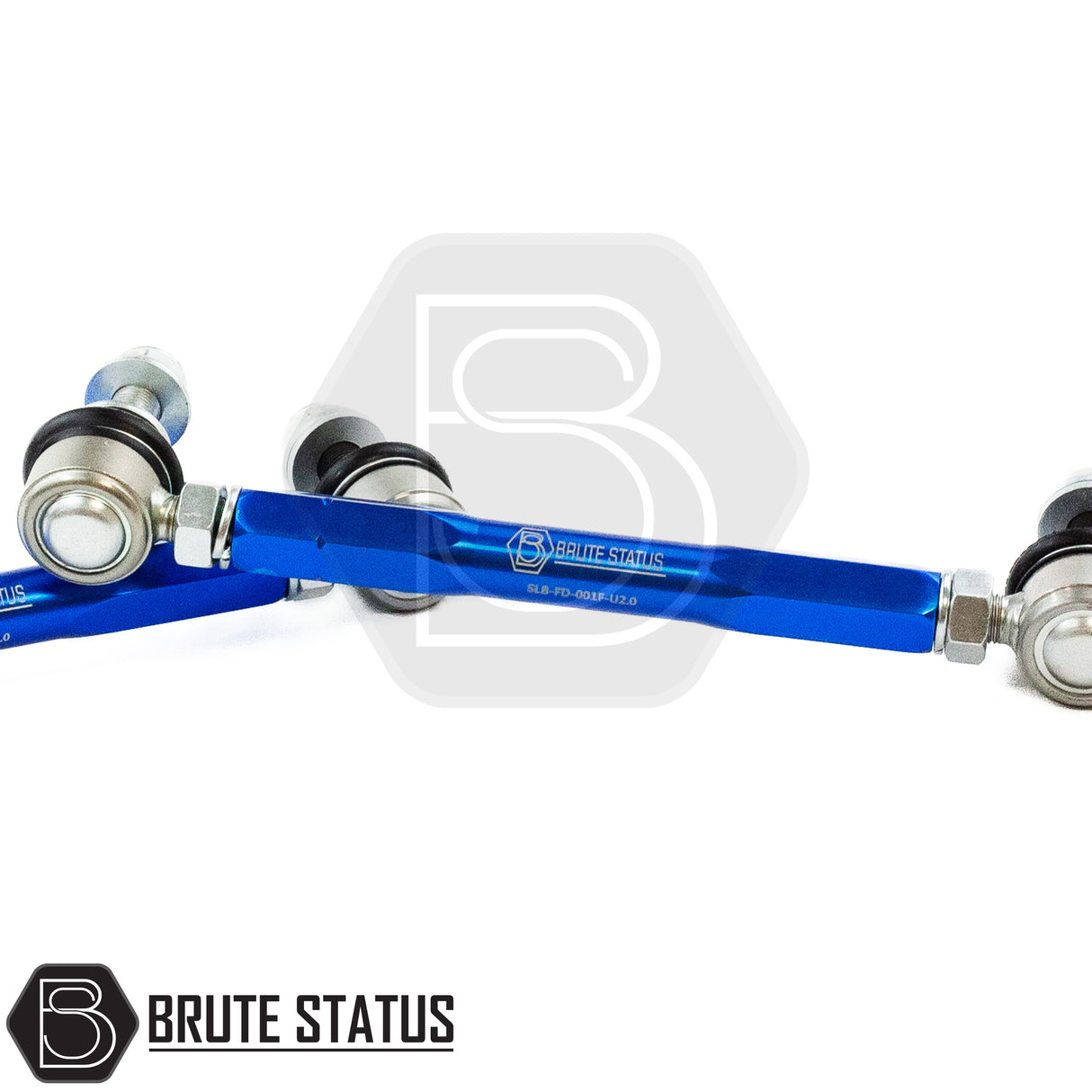 A pair of Brute Status anti rollbar drop links in blue for suspension lift kits for Ford Ranger 2012-2022 pickup trucks