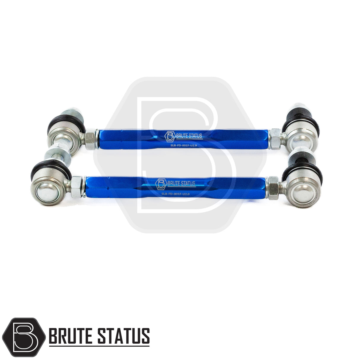 A pair of Brute Status anti rollbar drop links in blue for suspension lift kits for Ford Ranger 2012-2022 pickup trucks