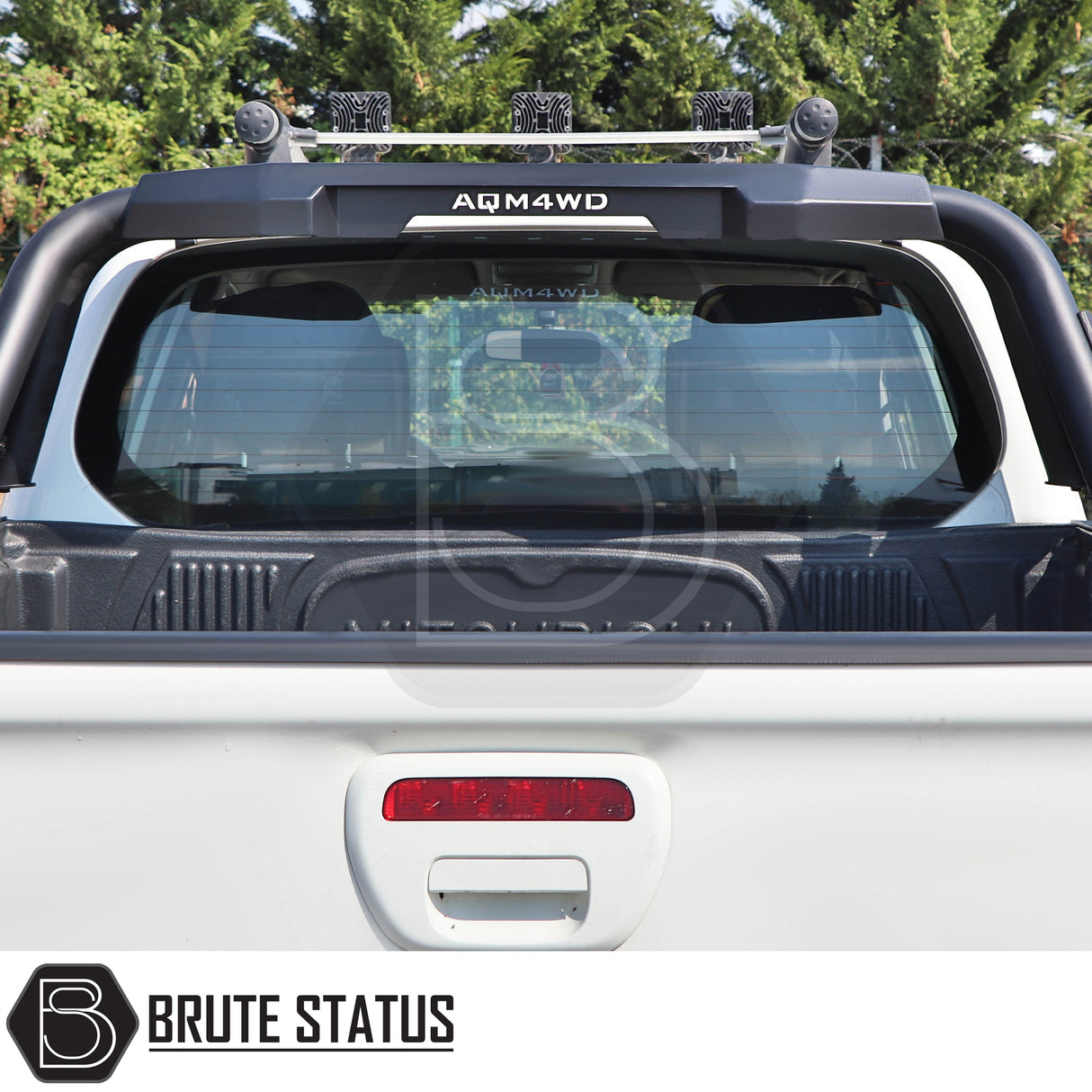 Nissan Navara NP300 2015-2022 Roll Bar Matte Black, displayed on a truck's rear, showcasing its heavy-duty steel construction and aggressive styling.