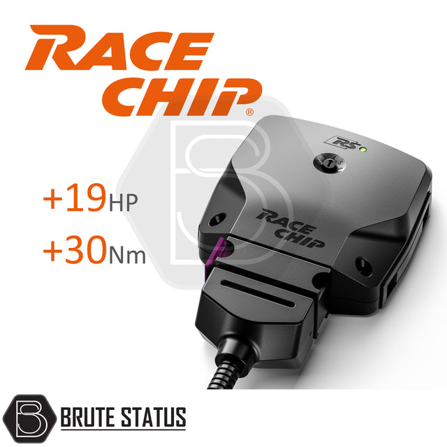 RaceChip RS tuning box for Ford Ranger T9 2023+, featuring a black electronic device with wiring, enhances power by +19HP and torque by +30Nm.