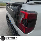 Ford Ranger 2023+ Tail Gate Cladding Protector on truck, featuring durable ABS plastic for damage protection, designed for straightforward installation and customization.