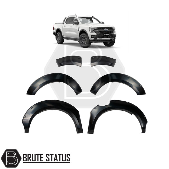 Brute status wide arch kit in matte black for the ford ranger next gen 2023+ pickup truck