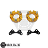 Brute status anti roll bar links with suspension lift kit in a gold colour, for the isuzu d-max 2012-2016 pickup truck 