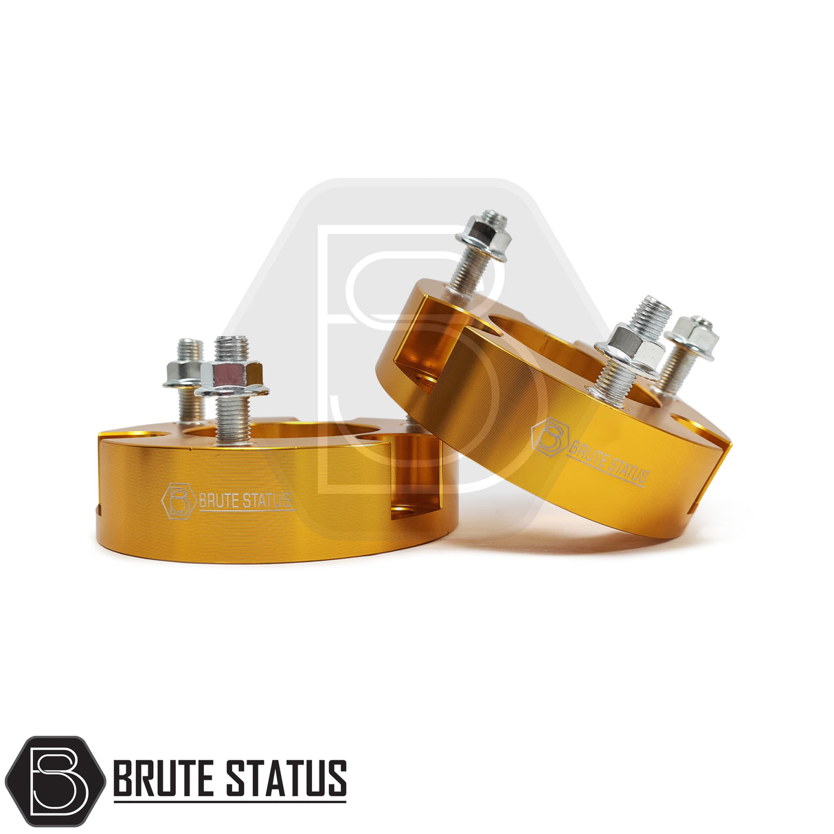 Brute status anti roll bar links with suspension lift kit in a gold colour, for the isuzu d-max 2012-2016 pickup truck 