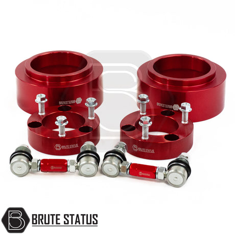 Brute status suspension lift kit and adjustable anti roll bar drop links in red for mercedes x-class pickup truck