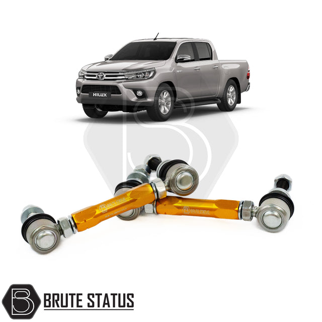 Brute status anti roll bar drop links in gold for suspension lift kit for 2015+ toyota hilux pickup truck