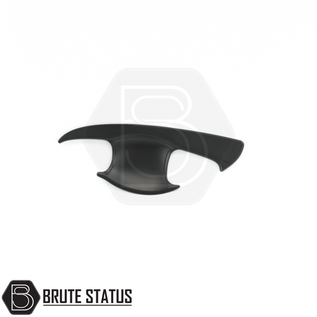 Toyota Hilux 2016-2020 matte black door handle inserts, made of high-quality ABS plastic, designed for easy installation with pre-applied 3M adhesive tape.