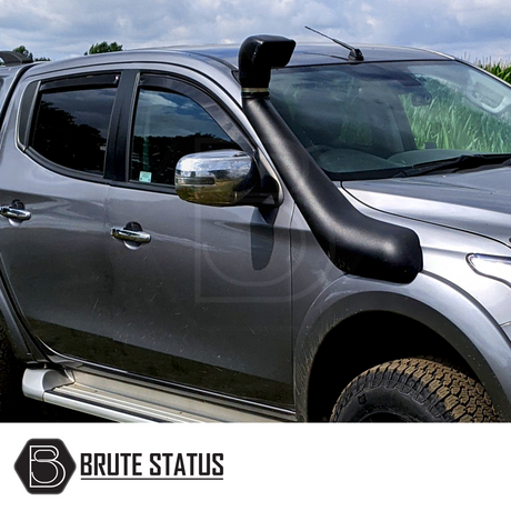 Mitsubishi L200 2015-19 MK5 Raised Air Intake Snorkel with RAM type intake head, suitable for rugged, high-impact applications on pick-up trucks.