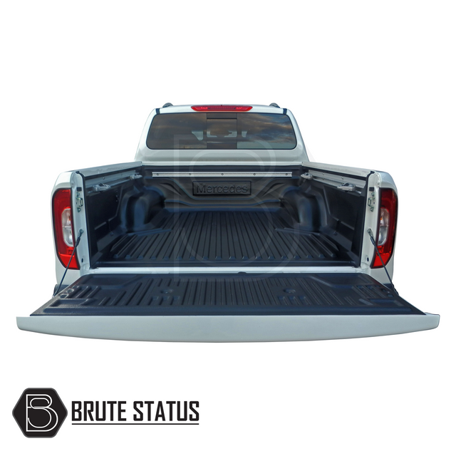 Mercedes X-Class 2017+ Bed Liner fitted in a truck's trunk, showcasing premium HDPE material, designed for durability and optimal fit with UV protection.