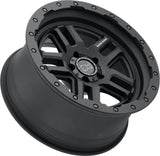 Black Rhino Wheels Barstow, a black rim with black spokes, designed for pick-up trucks, 20x9.5 size, available in ET12, ET0, or ET-18 offset.