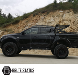 Fiat Fullback 2015-2019 Wide Arch Kit (Overland Extreme) installed on a black truck, showcasing premium, durable ABS wheel arches for enhanced style and functionality.