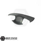 Toyota Hilux 2016-2020 Matte Black Door Handle Inserts, shown against a white background, designed for easy installation with high-quality ABS plastic and 3M adhesive.