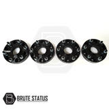 Fiat Fullback 2015-2019 35mm hubcentric wheel spacers set of 4, featuring black metal construction with pre-installed bolts and included nuts for enhanced vehicle stability.