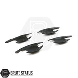 Mitsubishi L200 Series 5 2015-2019 matt black door handle inserts, featuring easy installation with 3M adhesive, set of 4 high-quality ABS plastic pieces.