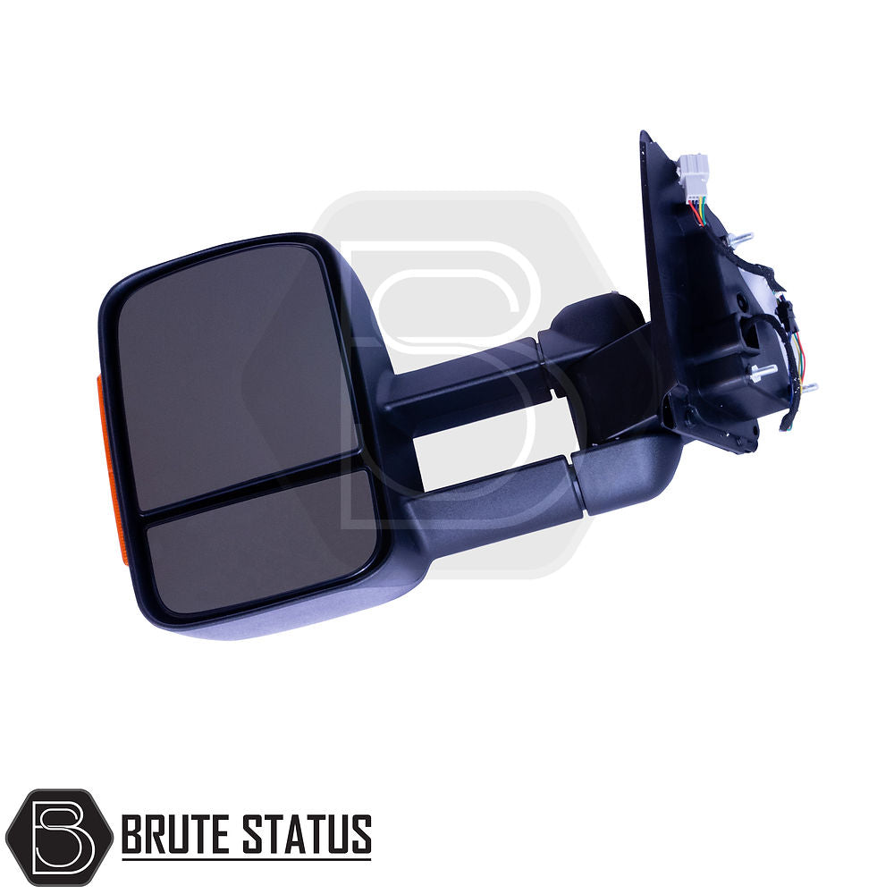 Ford Ranger 2012-2022 Extendable Towing Mirrors with LED indicators and manual telescopic arms, perfect for enhanced rear visibility while towing.