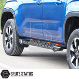 Toyota Hilux 2006-2014 Heavy Duty M30 Steel Side Steps, showcasing robust design, mounted on a blue truck, emphasizing vehicle enhancement and protection.