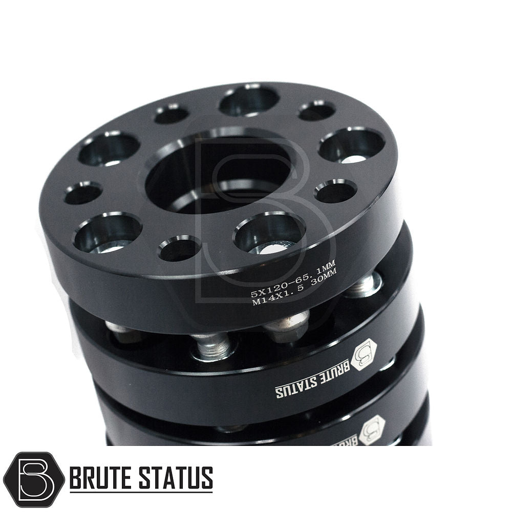 VW Amarok 2010-2022 30mm hubcentric wheel spacers, set of 4, stacked. Made from durable alloy, includes 20 nuts for stability and bigger wheels.