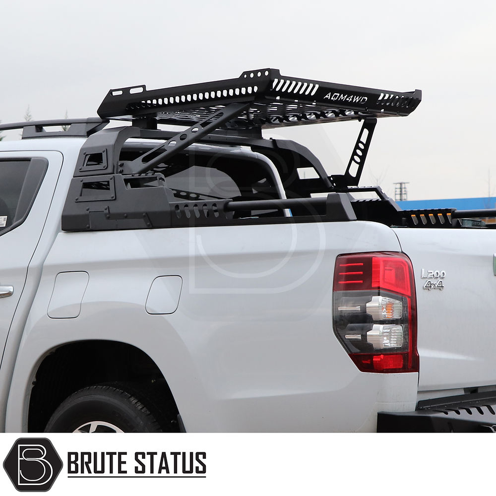 Ford Ranger 2023+ S10 Combat Roll Bar with Storage Basket, featuring a heavy-duty steel construction and matt black finish, designed for enhanced utility.