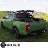 Volkswagen Amarok 2023+ S10 Combat Roll Bar with Storage Basket, featuring sturdy construction and a sleek design, showcased on a parked green truck.