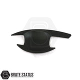 Mitsubishi L200 Series 5 2015-2019 Matt Black Door Handle Inserts, set of 4, high-quality ABS plastic, easy-to-install with 3M adhesive, enhancing truck customization.