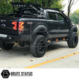 Isuzu D-Max 2021+ Heavy Duty S30 Steel Side Steps with LEDs, shown on a black truck, featuring sturdy steel construction and matt black finish.