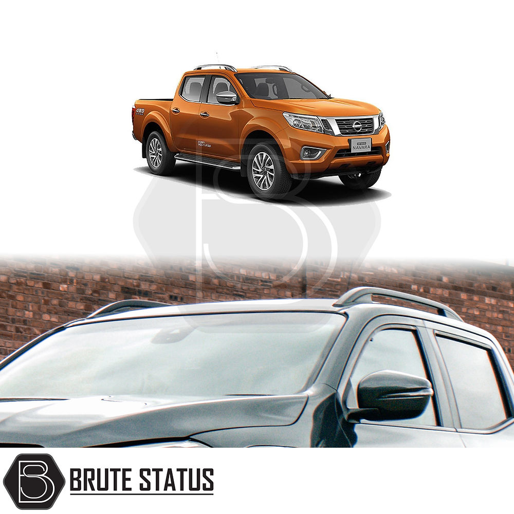 Nissan Navara NP300 2015-2022 Black Roof Rail Kit installed on an SUV, showcasing a sleek, high-quality finish, enhancing vehicle style and functionality.