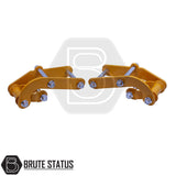 Isuzu D-Max 2021+ 2 Lift Kit, featuring yellow metal parts, shock spacers, and rear lift shackles, designed for enhanced truck height and durability.