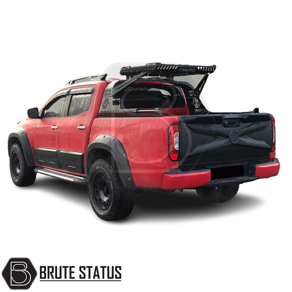 Mercedes X-Class 2017-2020 Tailgate Cladding Protector in matte black, durable ABS plastic, UV-resistant, enhances pickup truck styling and protection, easy installation.