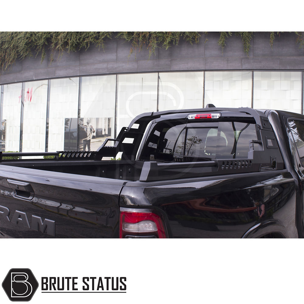 Ford Ranger 2023+ S11 Combat Roll Bar installed on a black truck, emphasizing its heavy-duty steel construction and aggressive design. Suitable for enhancing the vehicle's rugged appearance.