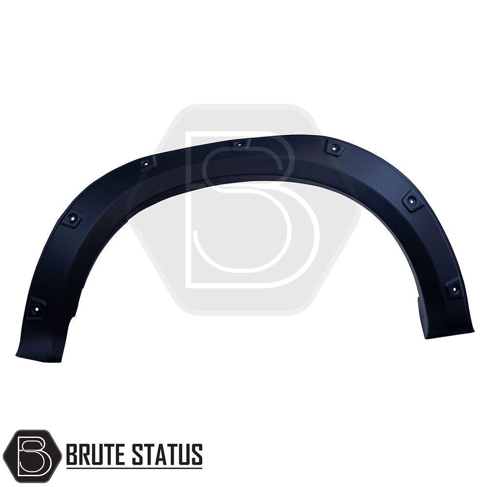 Isuzu D-Max 2021+ Wide Arch Kit (Fender Flares) featuring robust ABS plastic design, smooth black finish, and stylish stainless steel fasteners for enhanced truck aesthetics.