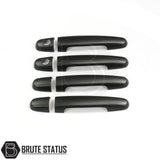 Toyota Hilux 2005-2015 Door Handle Covers Matt Black, set of four, designed for easy installation with pre-applied adhesive, enhancing vehicle customization.