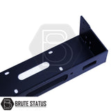 Mitsubishi L200 Series 5 2015-2019 Front Bumper Winch Bracket, black metal with holes, powder-coated, TÜV certified, fits stock bumpers, enhancing truck customization.