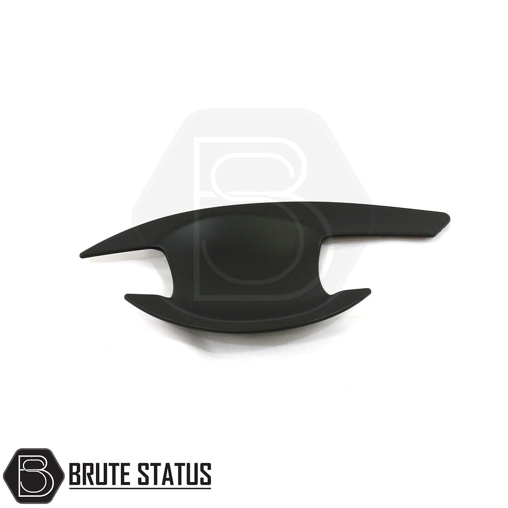 Mitsubishi L200 Series 5 2015-2019 Matt Black Door Handle Inserts, set of four, showcasing sleek design tailored for easy installation and enhanced vehicle aesthetics.