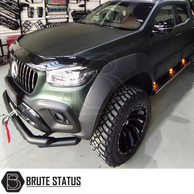 Mercedes X-Class 2017-2020 Bonnet Guard Stone Deflector/Protector, shown on a vehicle, highlighting its sleek, protective design and high-quality, durable acrylic material.