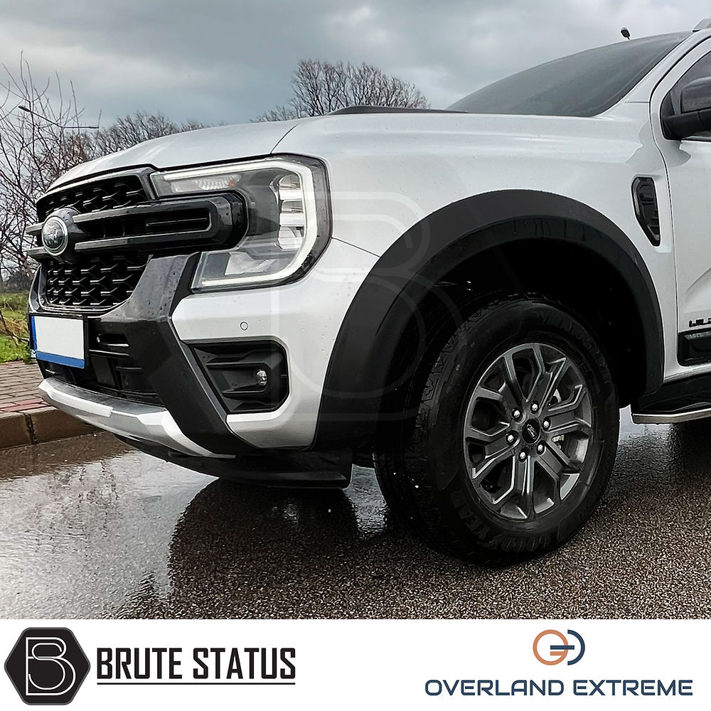 Ford Ranger 2023+ T9 Matte Black Wide Arch Kit, showcasing premium wide wheel arches designed for durability and precision fitment on pickup trucks, enhancing vehicle aesthetics.