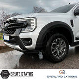 Ford Ranger 2023+ T9 Matte Black Wide Arch Kit, showcasing premium wide wheel arches designed for durability and precision fitment on pickup trucks, enhancing vehicle aesthetics.