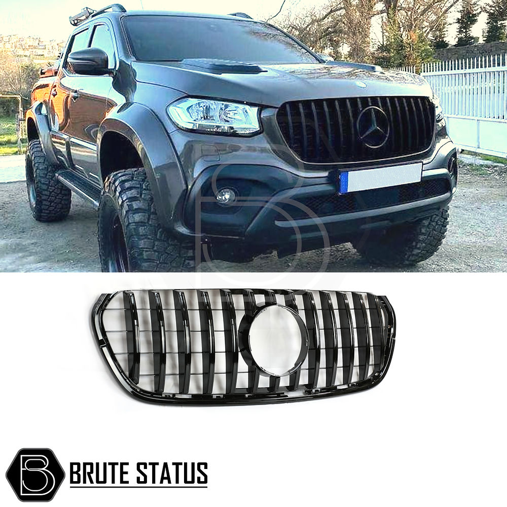 Mercedes X-Class AMG Panamerica Style Front Grille (All Black) on a truck, showcasing its sleek design and fitment without the Mercedes badge.