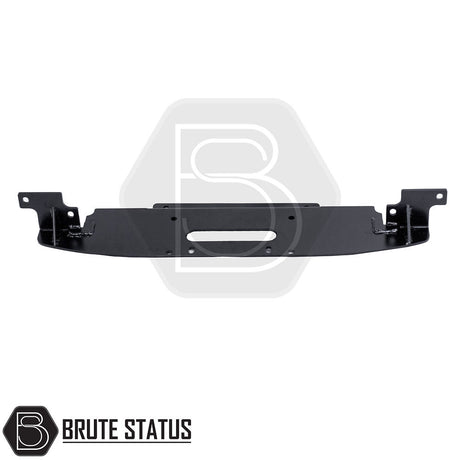 Isuzu D-Max 2012-2022 Front Bumper Winch Bracket, featuring a black metal frame with mounting holes, compatible with stock bumpers and TÜV certified.